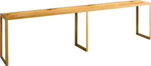 B01 _ Banco de madeira com rebordo dourado _ Dimensão 2X0,3M Banco de Madeira com Rebordo Dourado