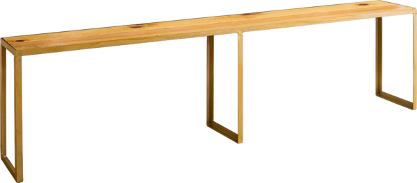 B01 _ Banco de madeira com rebordo dourado _ Dimensão 2X0,3M Banco de Madeira com Rebordo Dourado