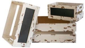 Conjunto de Caixas de Madeira Branco Décapé