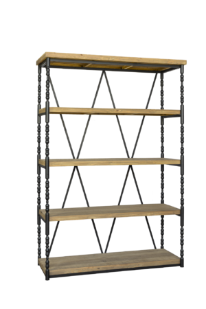 Estante Decorativa Preta e Madeira
