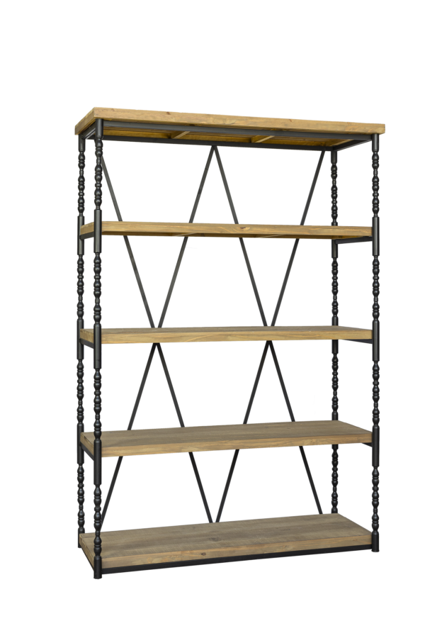 Estante Decorativa Preta e Madeira