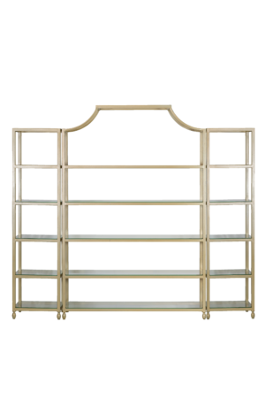 Estante dourada de vidro