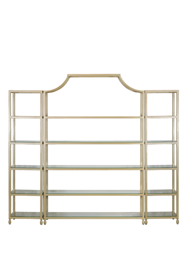 Estante dourada de vidro