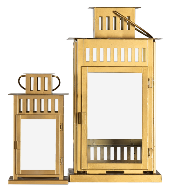 Conjunto de Lanternas Decorativas Douradas (Set de 2)