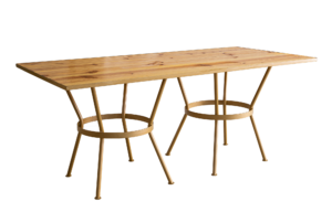 M01 Mesa de Pinho com Rebordo Dourado 2X1M