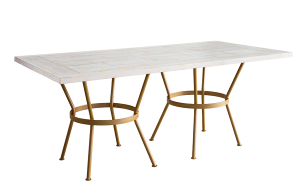 M02 _ Mesa de madeira branco decapé _ Dimensão 2X1M - 2,5X1M