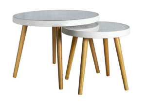 Conjuto de Mesas Brancas com tampo de vidro MD09