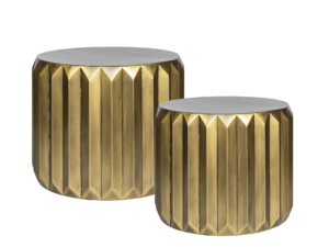 Conjunto de Mesas de Apoio Douradas Listadas set de 2 MD16