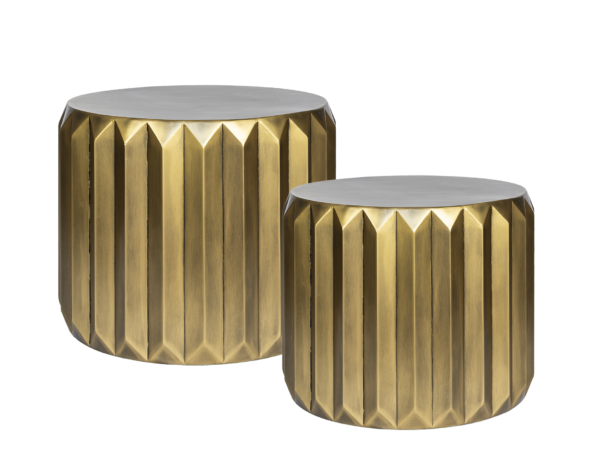 Conjunto de Mesas de Apoio Douradas Listadas set de 2 MD16