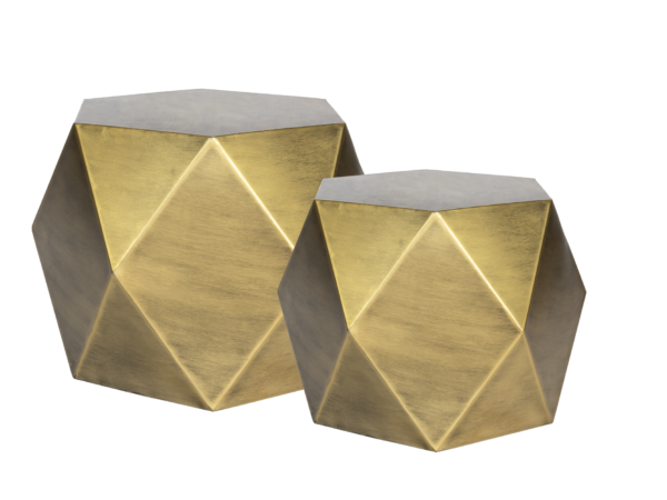 Conjunto de Mesas de Apoio Douradas Losangular set de 2 MD17