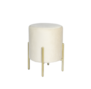 Puff de veludo bege com pés dourados P01