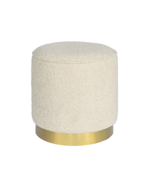 Puff de veludo bege com friso dourado P02