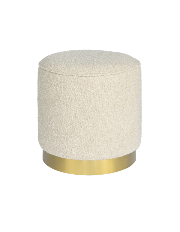 Puff de veludo bege com friso dourado P02