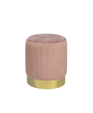 Puff de veludo rosa listado P06