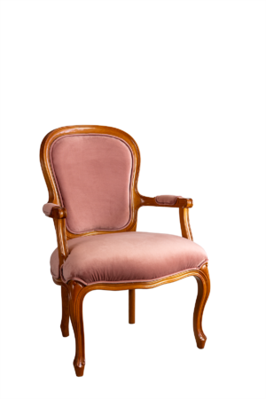 Poltrona Luis XV de veludo rosa PL09