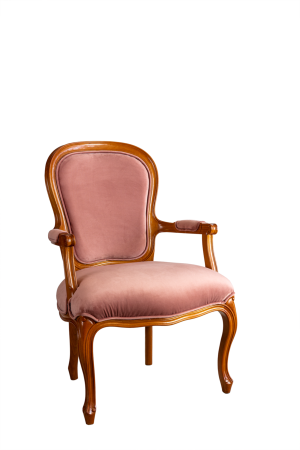 PL09 _ Poltrona Luís XV de veludo rosa Poltrona Luis XV de veludo rosa PL09