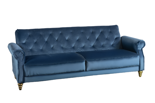 Sofa De Veludo Azul Scaled S07